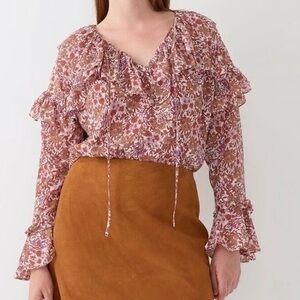 Floral Ruffle Blouse - Pink